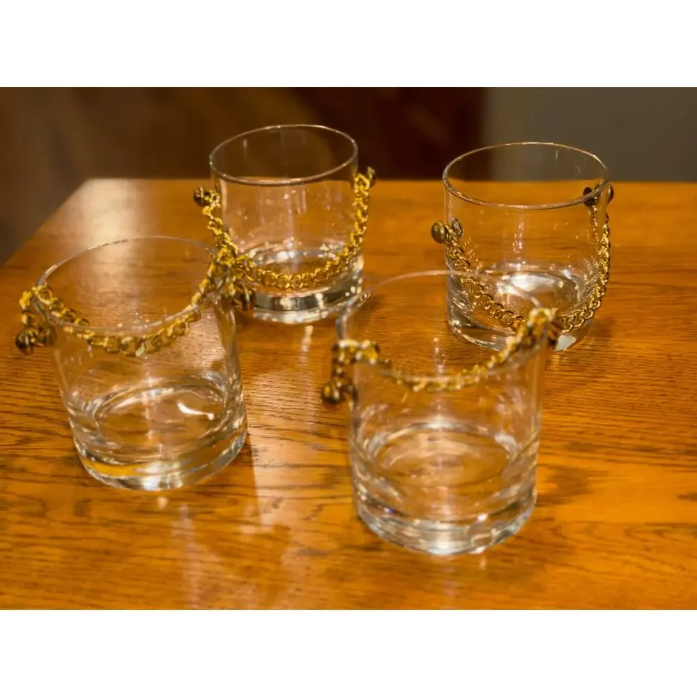Vintage Set of 4 Booze Bucket 3” Lowball Glasses